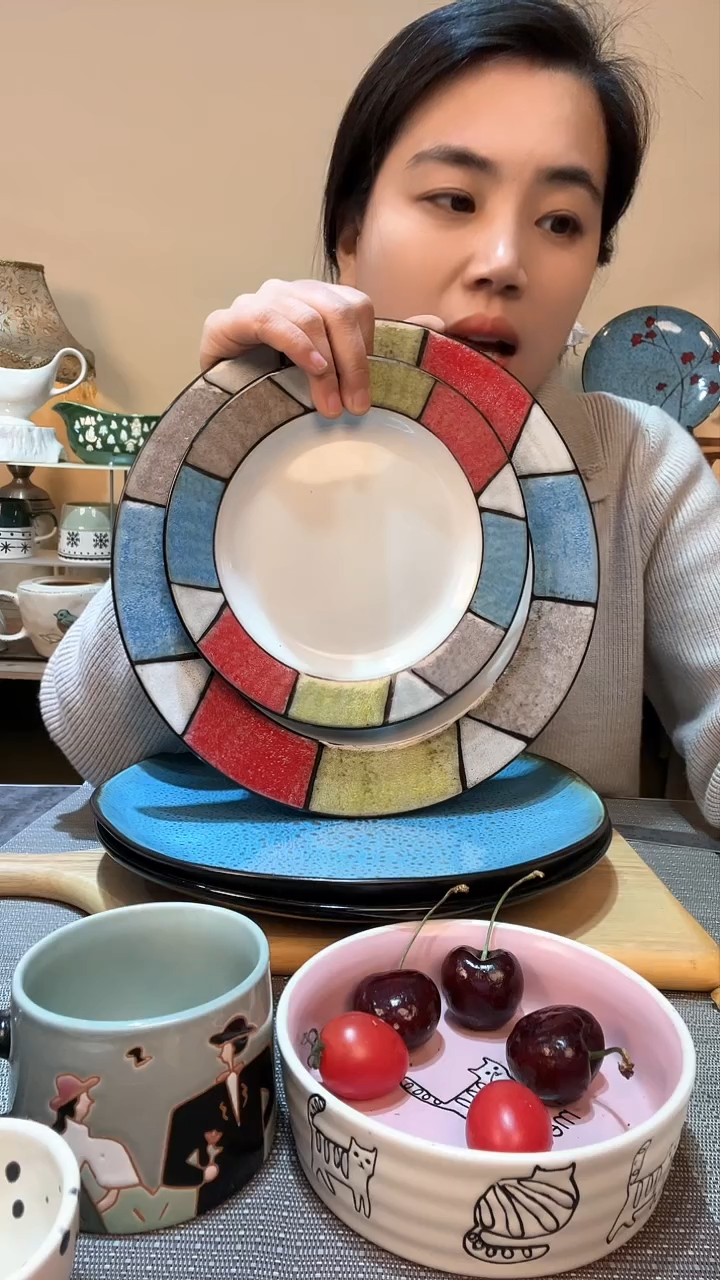 【闪购商品】瓷片瑕疵款 大小盘2件  介意勿拍