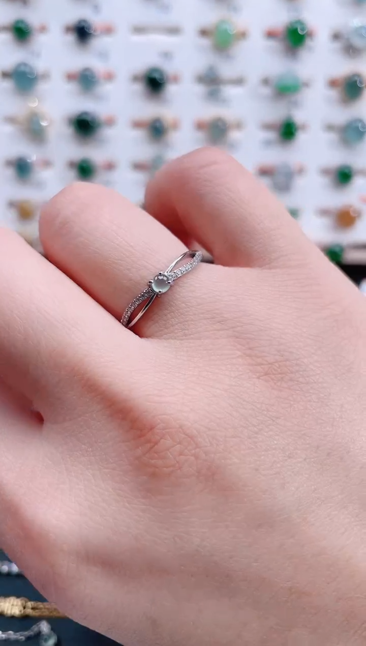 银S925镶嵌戒指翡翠天然翡翠