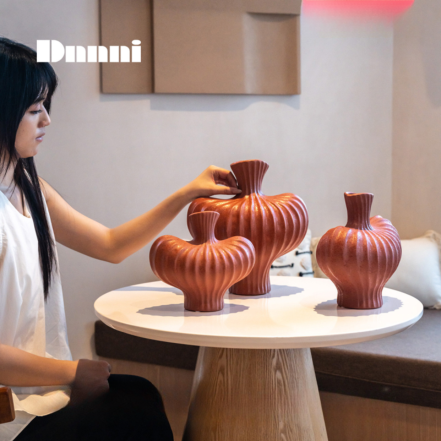 Dnnni中古风南瓜花器家居客厅茶几高级感小众插花瓶软装饰品摆件