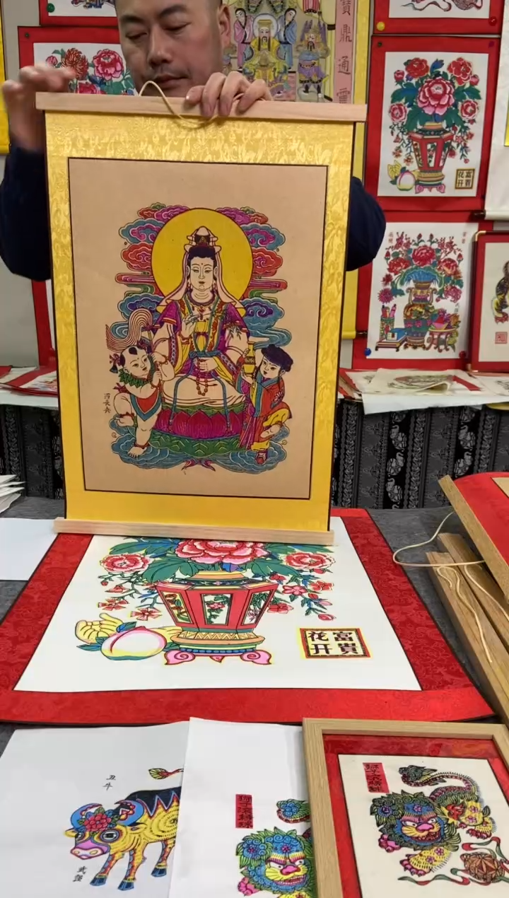 【闪购商品】实木框观音手工制作精品年画