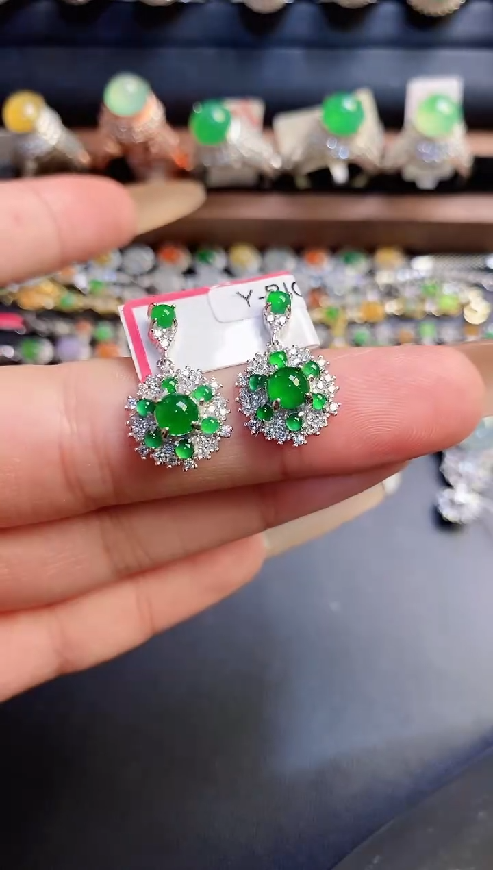 银S925镶嵌戒指翡翠天然