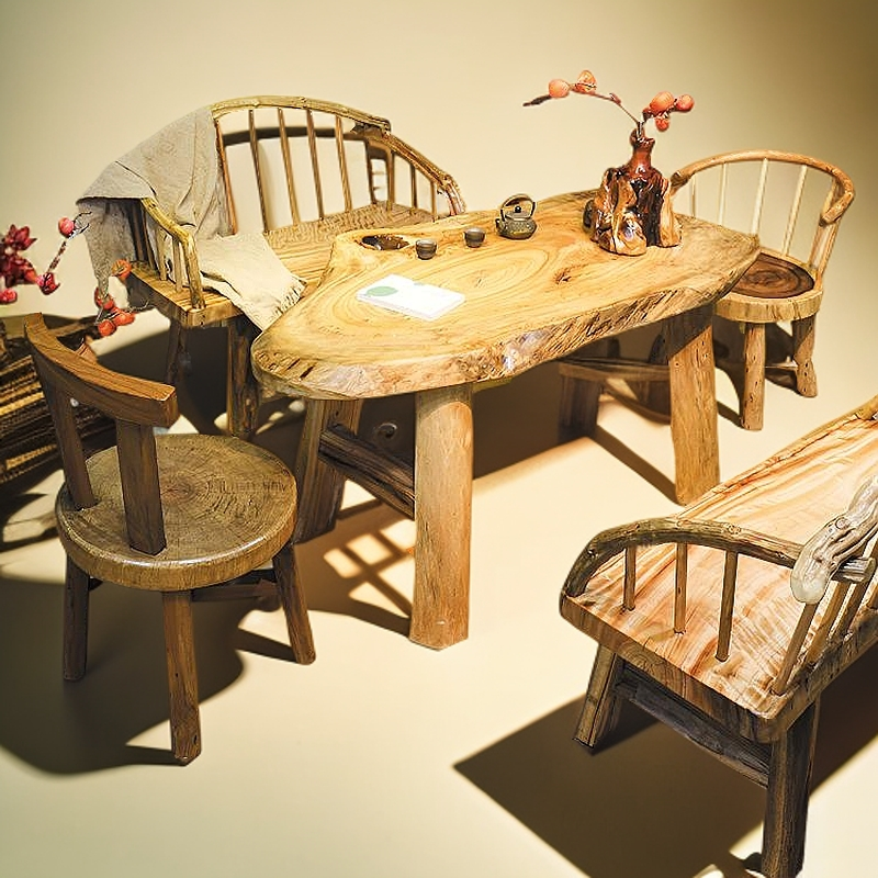 中古风根雕茶桌实木树根茶台树根香樟木原木茶台茶几小户型泡茶台