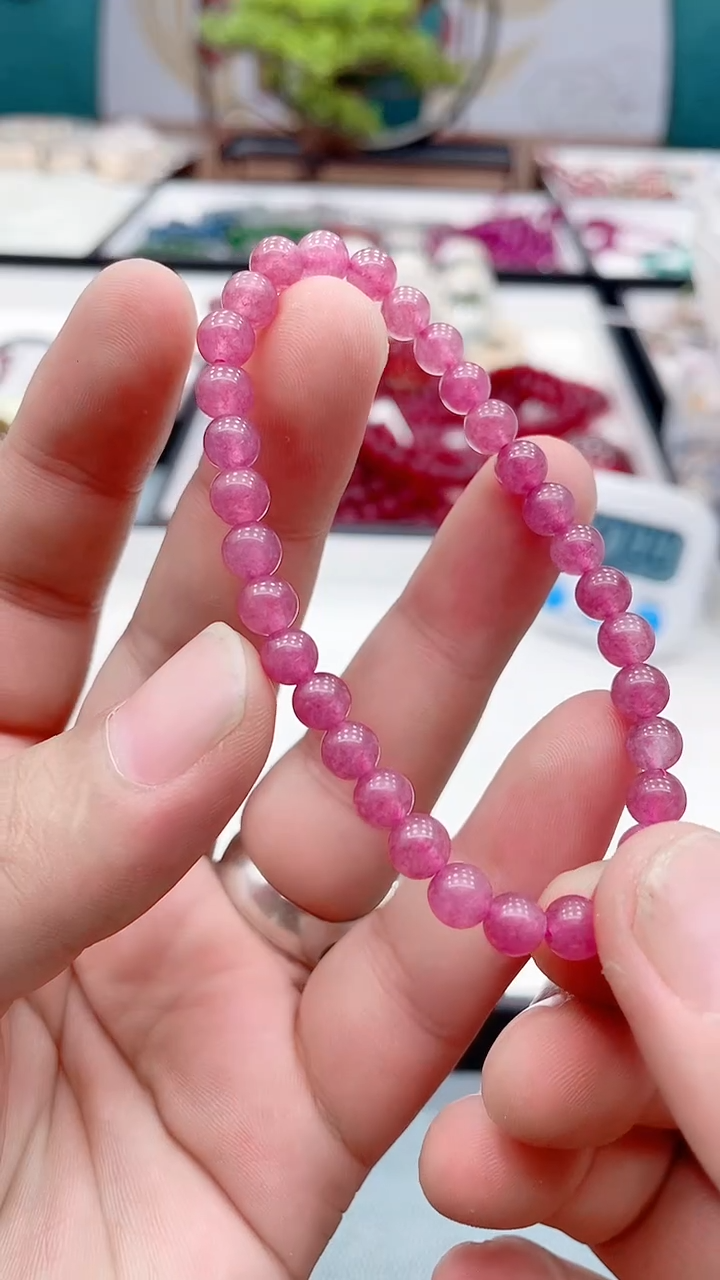 珐琅非金属0.6草莓单圈手串