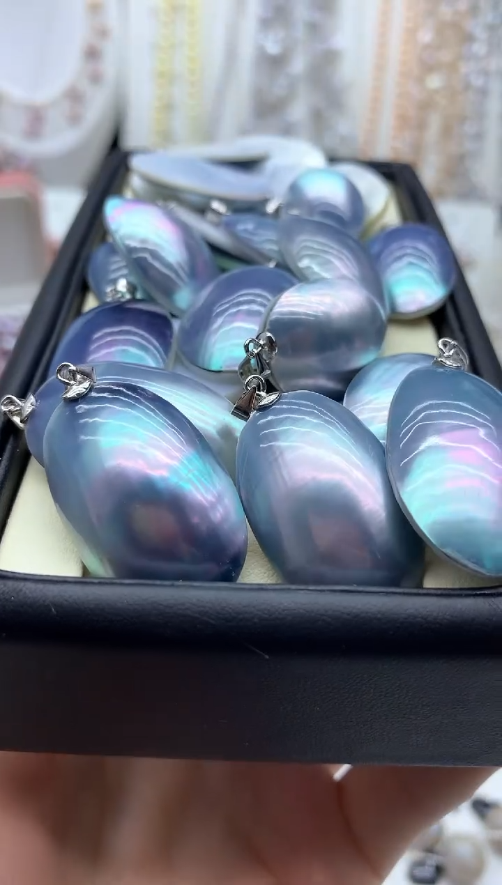 银S925镶嵌拼合珍珠（马贝珠）吊坠(不含链)多样性发其一