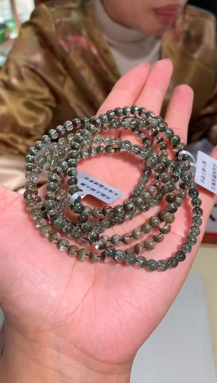 【闪购商品】水晶手链未镶嵌5mm三圈绿幽灵聚手链多样性发其一