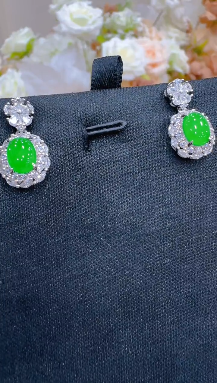 银S925镶嵌翡翠耳饰多样性团购发一件