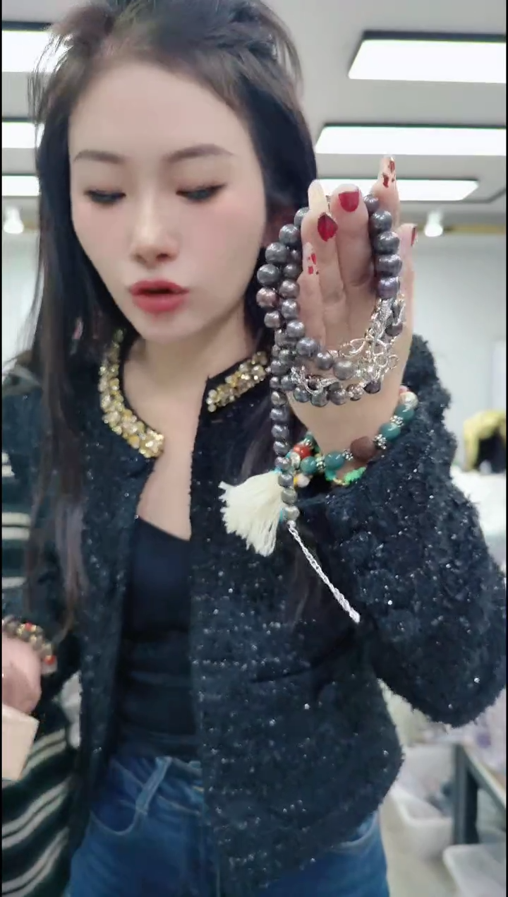 【闪购商品】淡水珍珠颈饰合金0615 黑珍珠手链