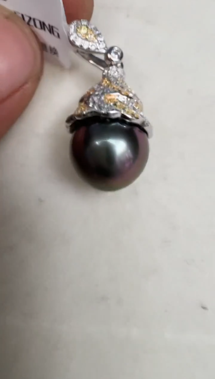 颈饰银S925镶嵌海水珍珠吊坠