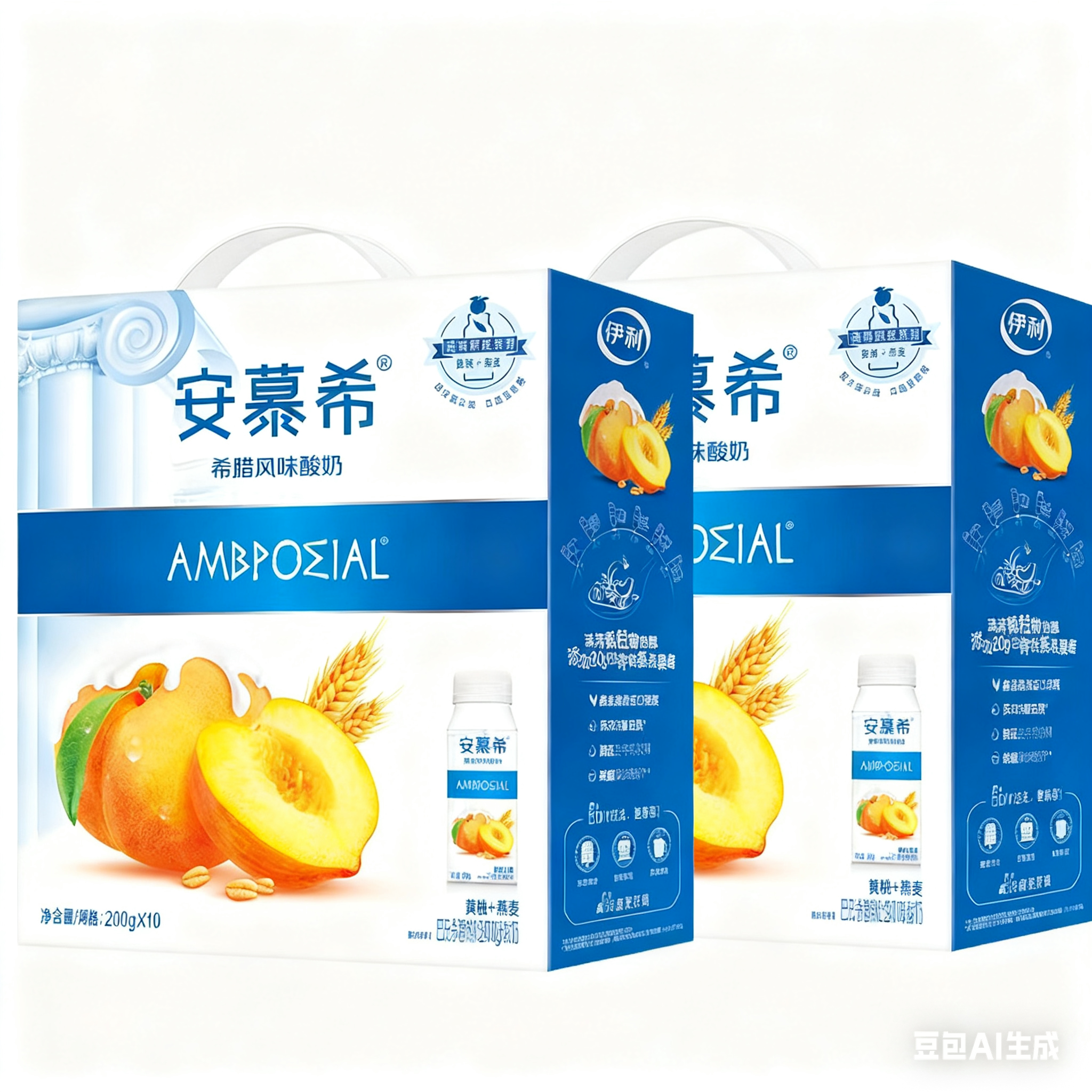 【两箱】（9月）伊利利乐冠安慕希常温酸奶黄桃燕麦味200g*10盒/箱