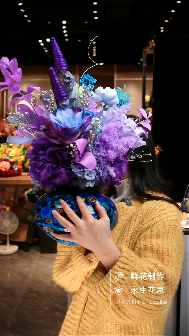 手工艺品琉璃手工花器花束空运包邮送货上门-以图片为准