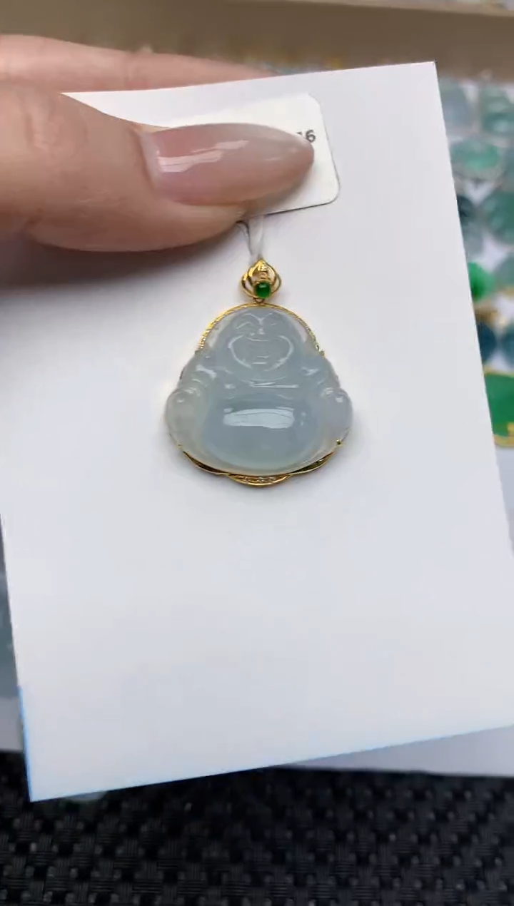 【闪购商品】翡翠颈饰18K金镶嵌天然翡翠a货