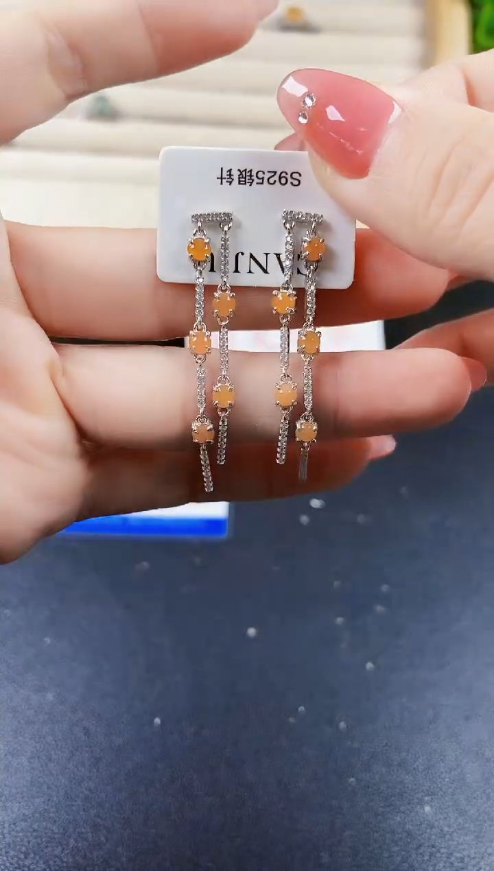 【闪购商品】翡翠耳饰银S925镶嵌120120120