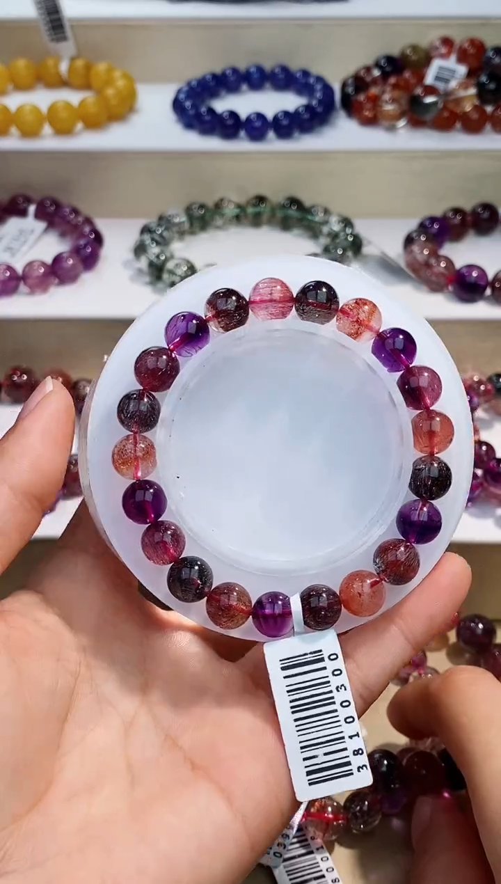 未镶嵌手串水晶黑加仑超七单圈9m+