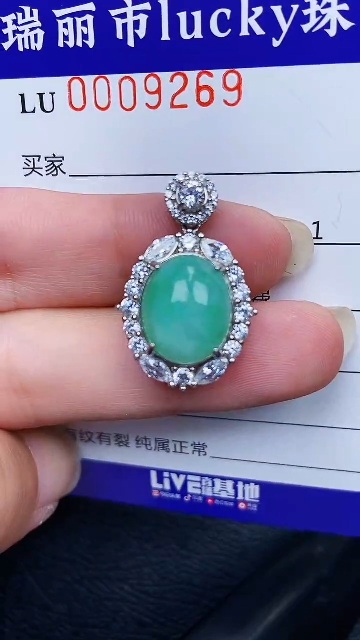 颈饰银S925镶嵌翡翠9269