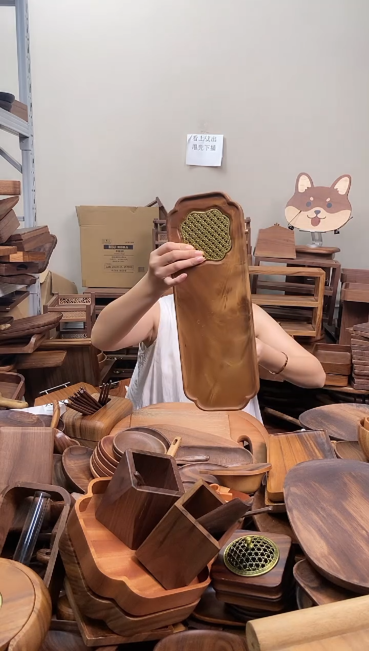 木  南美胡桃木四叶草排水茶盘    配垫片、排水管