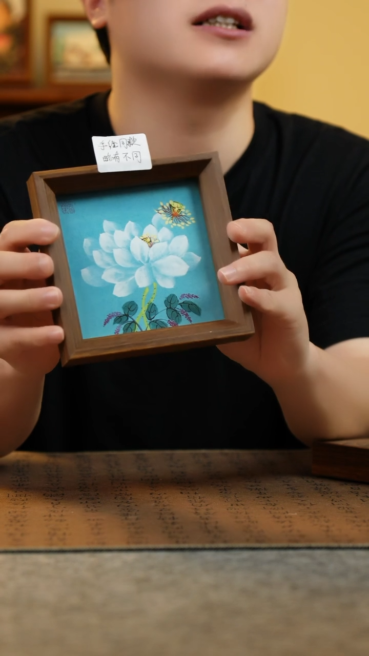 国画14*14纯手绘国风国画摆台