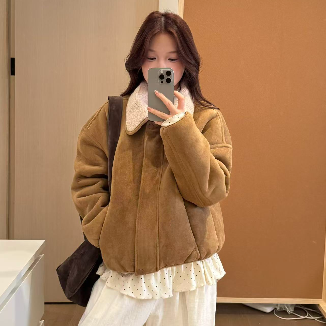 【玲姐定制】清！秋冬新款简约韩系翻领时尚美拉德毛绒外套