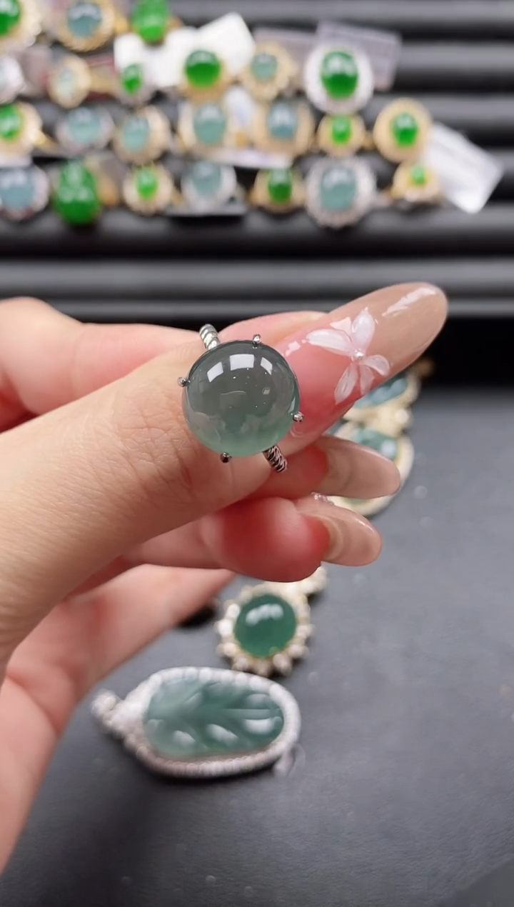 【闪购商品】翡翠戒指银S925镶嵌51511