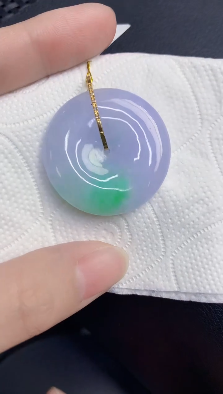 颈饰18K金镶嵌翡翠天然翡翠缅甸A货