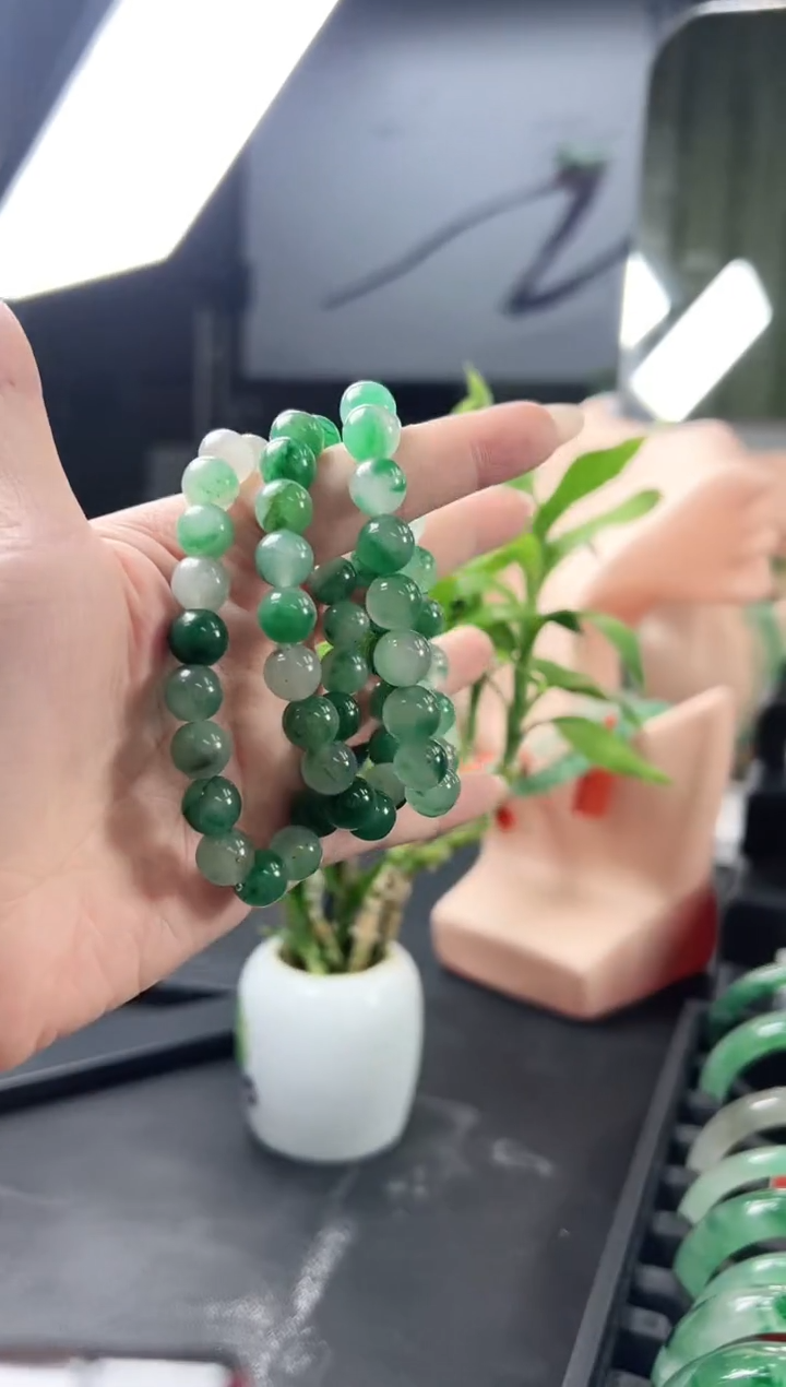 石英质玉（非洲翠）手串未镶嵌天然非洲翠手串卡10mm