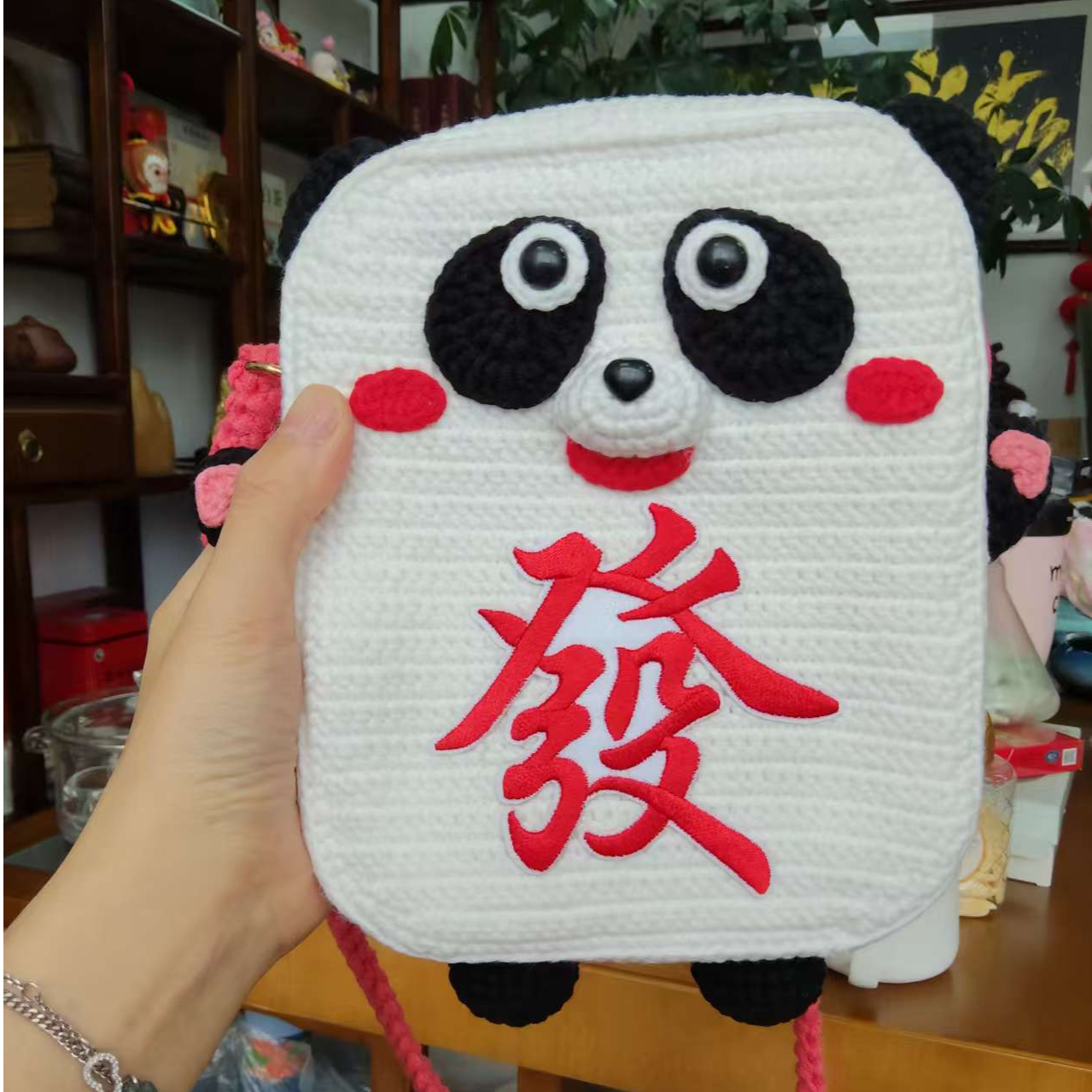 香雪茹手工钩织单肩麻将包包