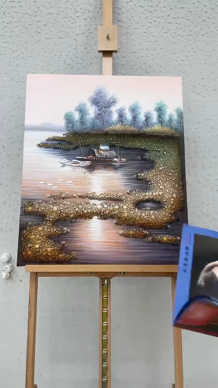 油画石子画-油画麻布-约 50-60厘米-3