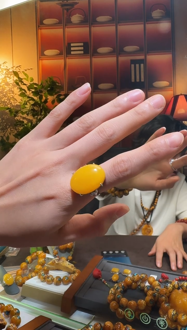 蜜蜡颈饰银S925镶嵌7859天然蜜蜡珠宝奇石