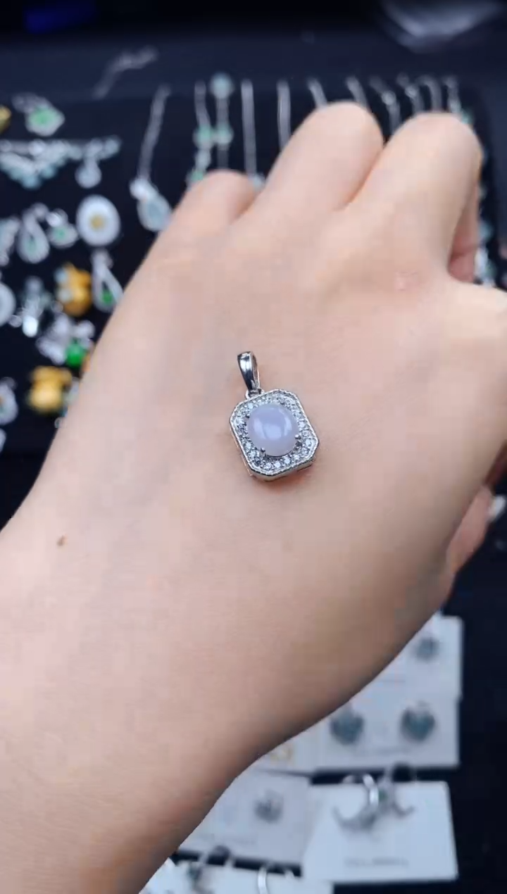 翡翠银S925镶嵌颈饰5952