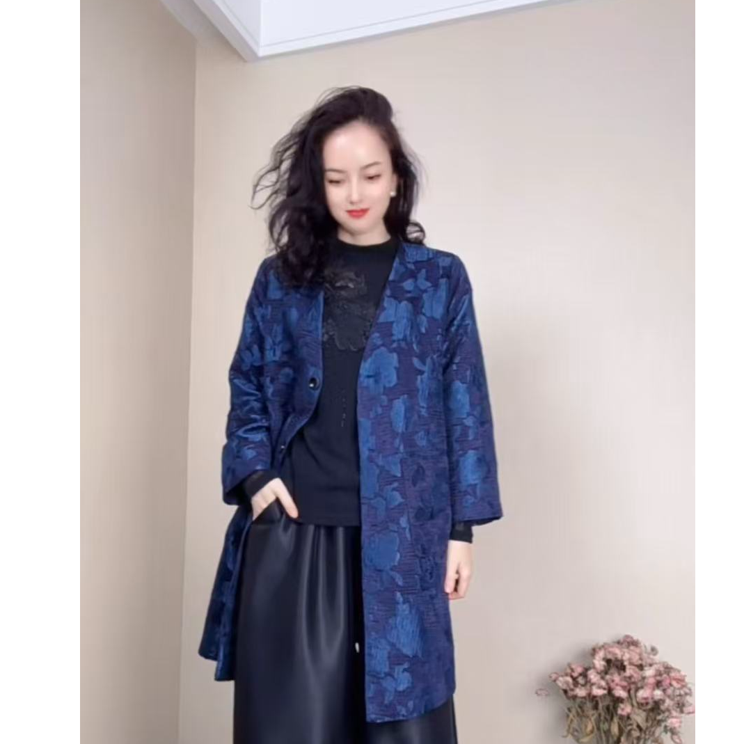 【鑫兰精选】新品高货蓝色风衣气质时尚休闲外套