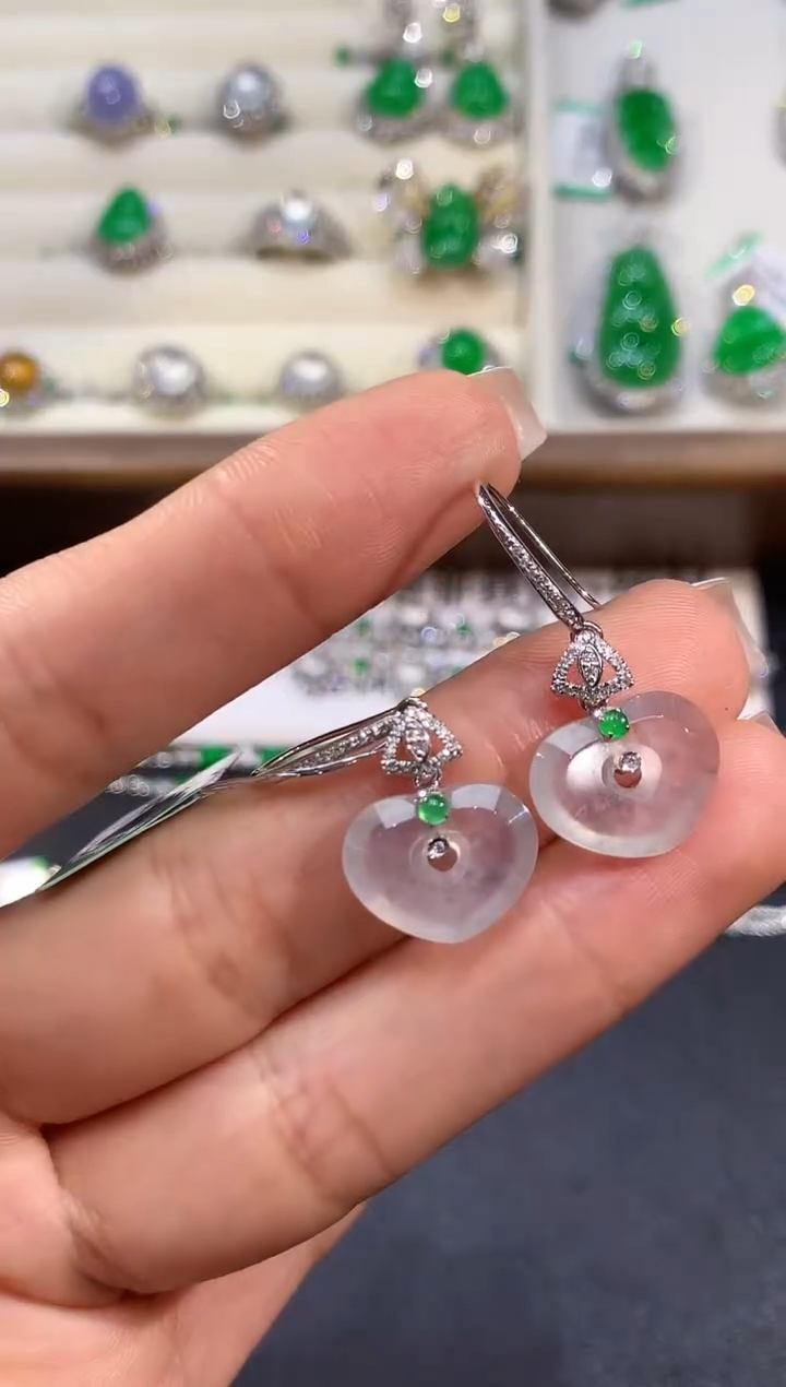 【闪购商品】翡翠耳饰18K金镶嵌CM 13312