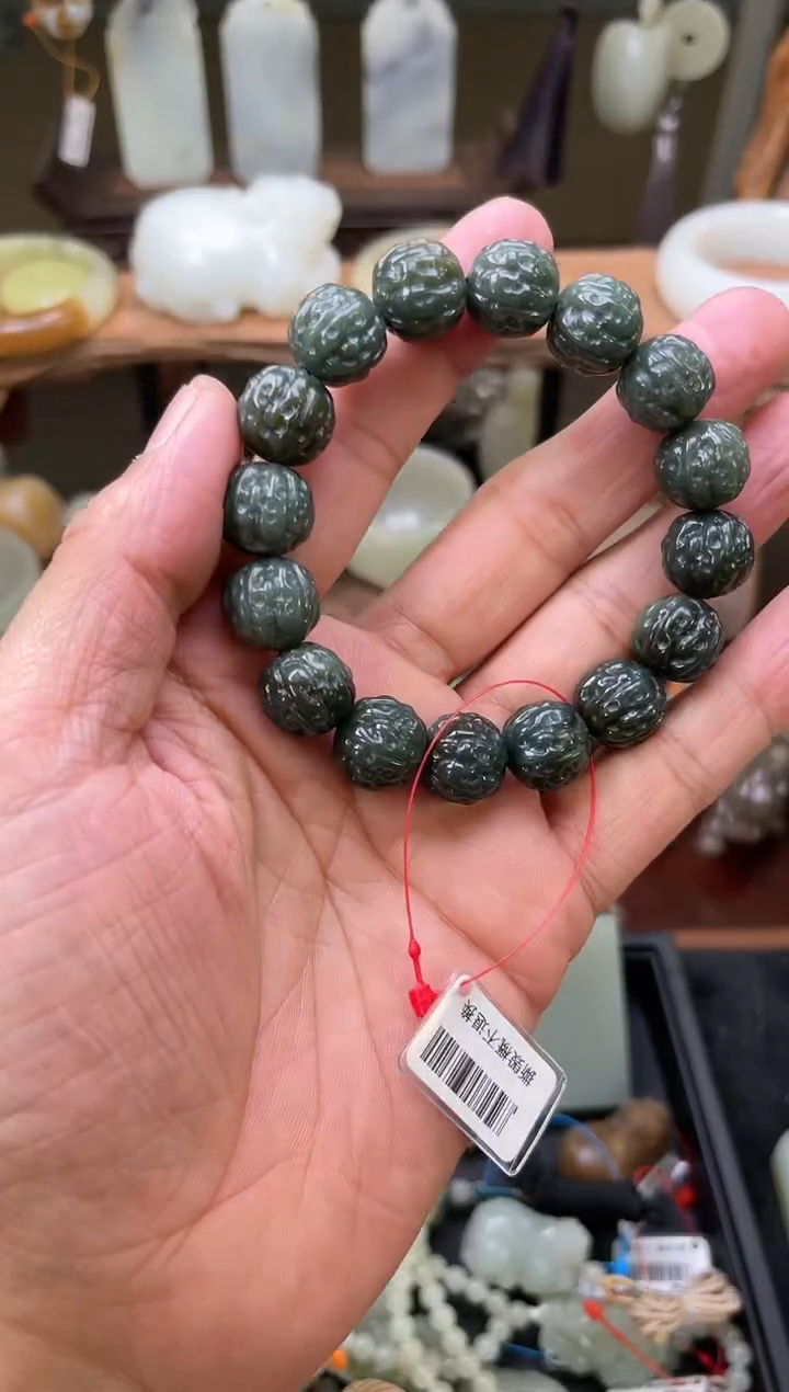 【闪购商品】和田玉手串未镶嵌卡14青海青玉金刚款 9001658