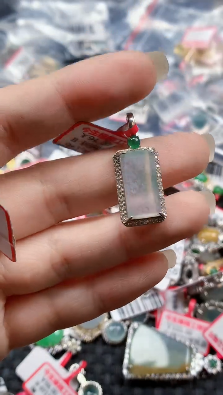 银S925镶嵌戒指翡翠天然A货缅甸翡翠