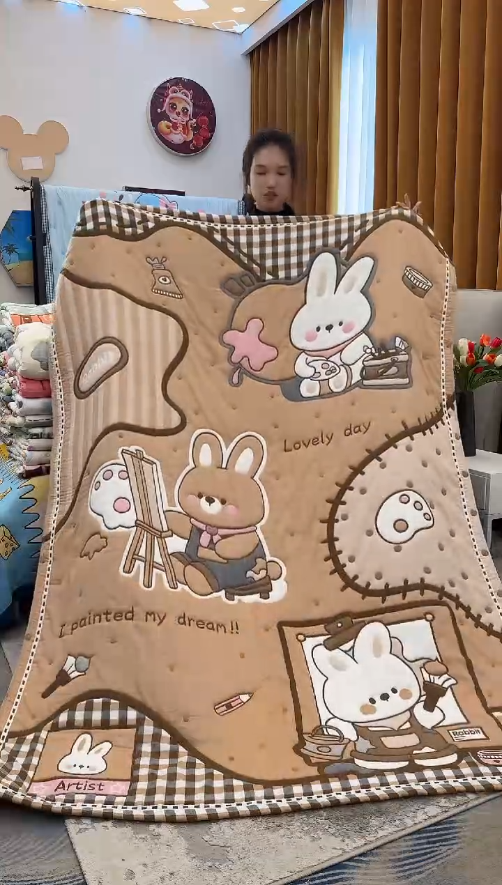 棉质花绘画小兔-150x200