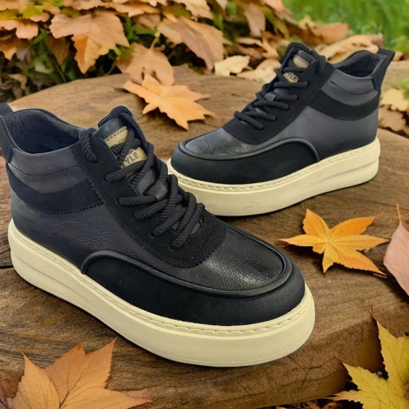 松紧带秋季透气皮鞋防滑百搭休闲皮鞋素面圆头