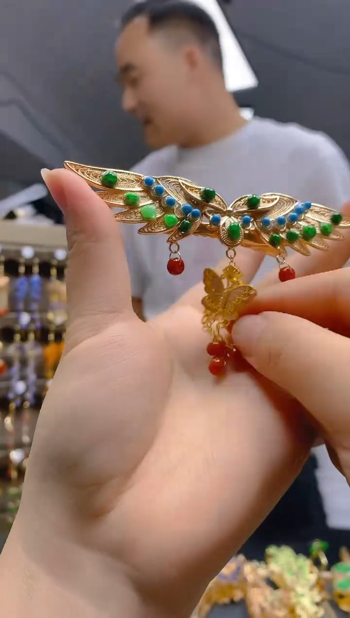 【闪购商品】翡翠耳饰合金0117翡翠发簪