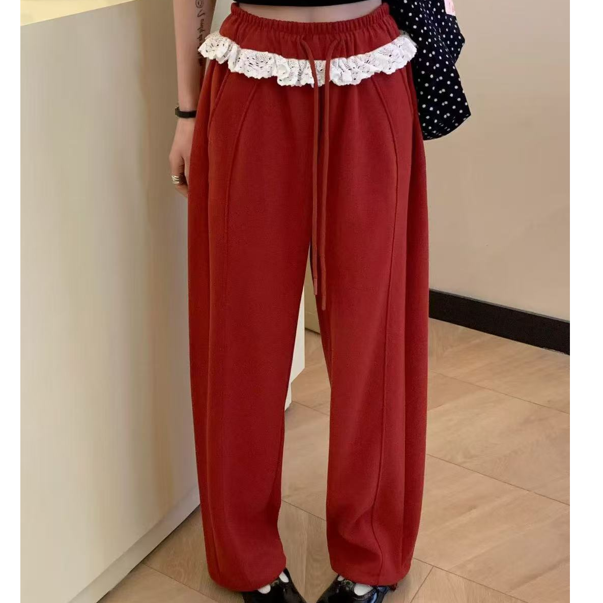 V301#花边卫裤 春季新款设计感宽松镰刀裤