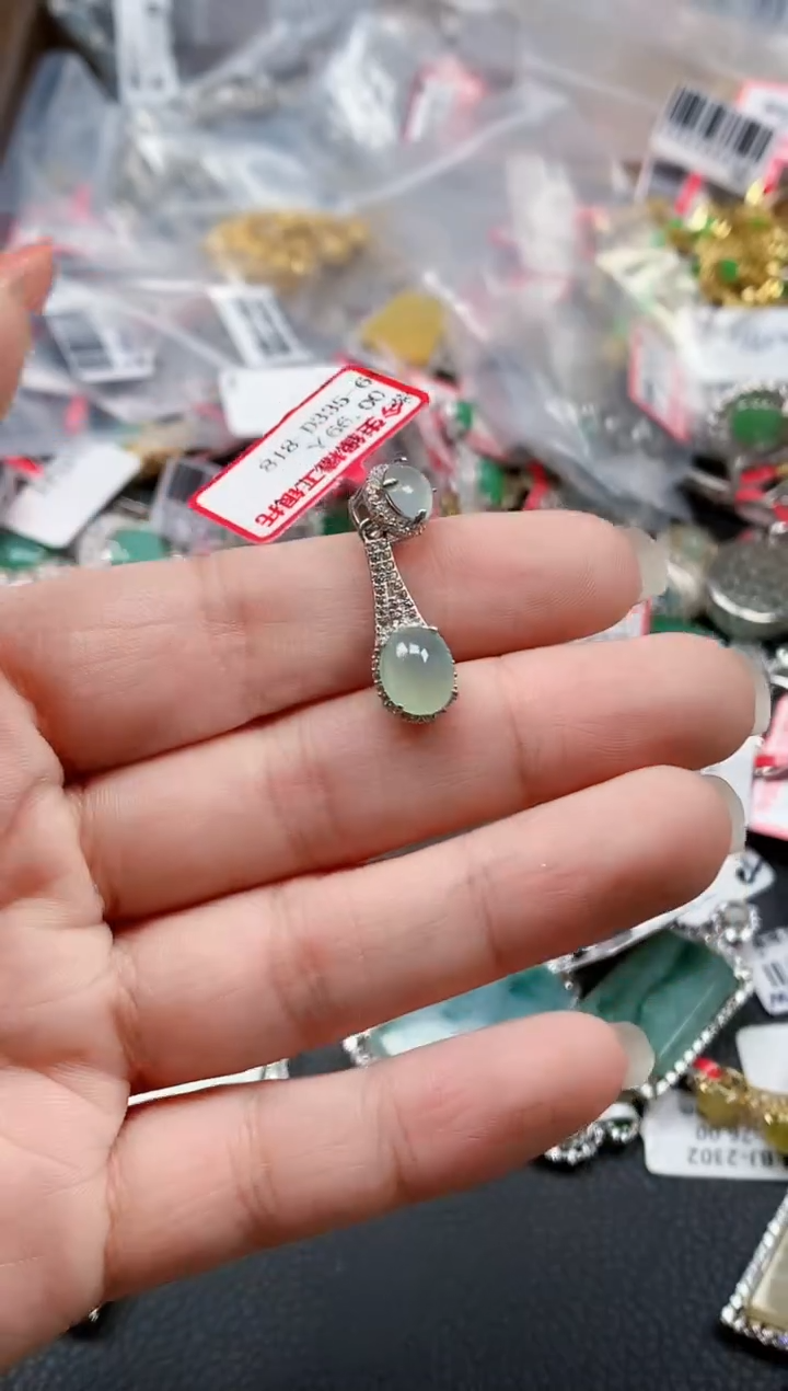 银S925镶嵌戒指翡翠天然A货缅甸翡翠