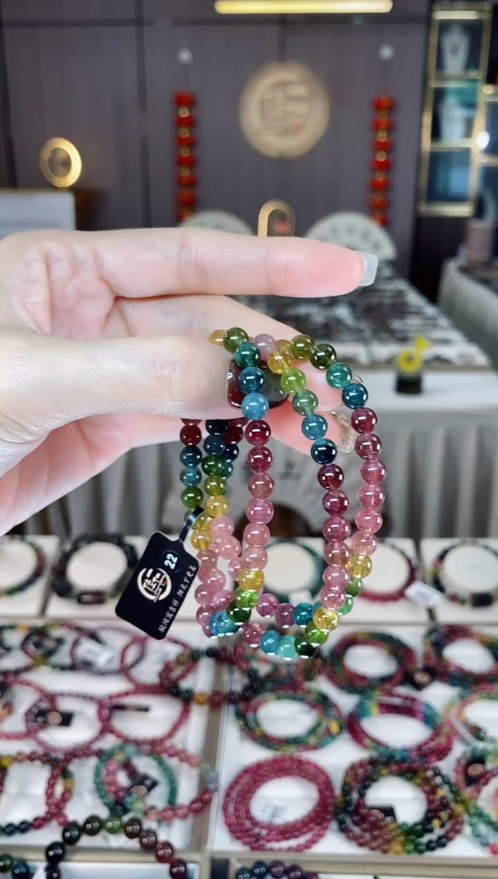 未镶嵌老矿碧玺三圈手串5mm+碧玺dan多样性发货一条