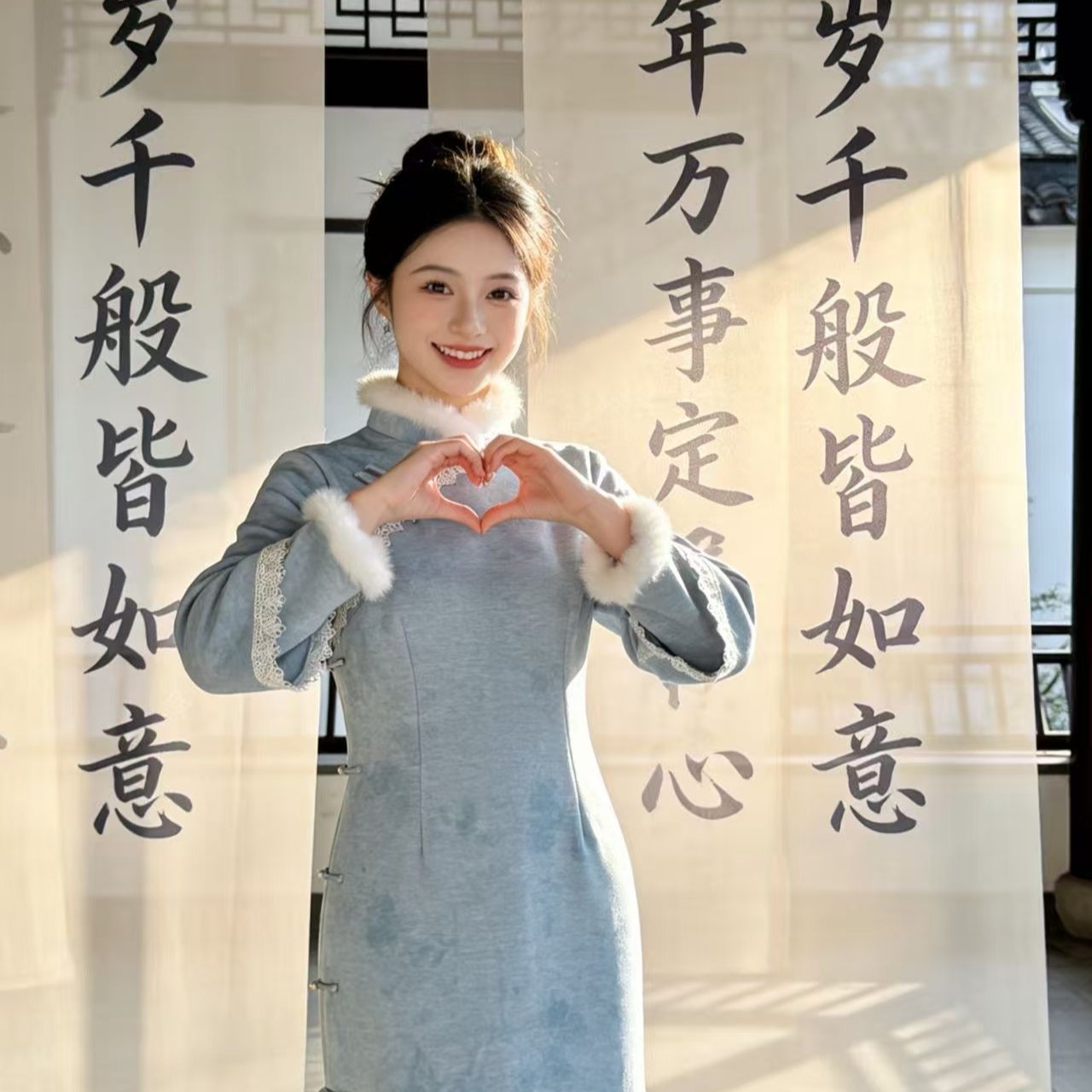 【6020-6125】特价冬季旗袍新款加绒加厚复古少女气质网红修身日常