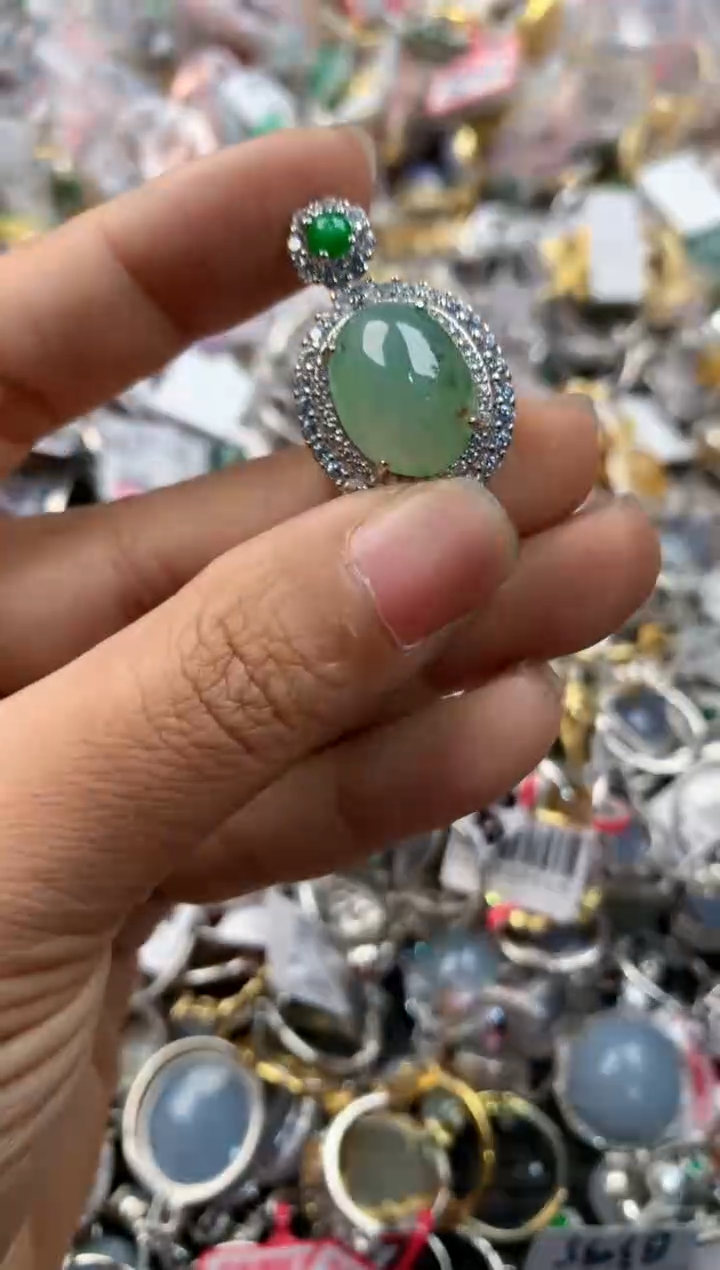 银S925镶嵌戒指翡翠888---4