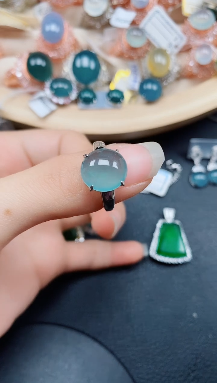 【闪购商品】翡翠戒指银S925镶嵌翡翠