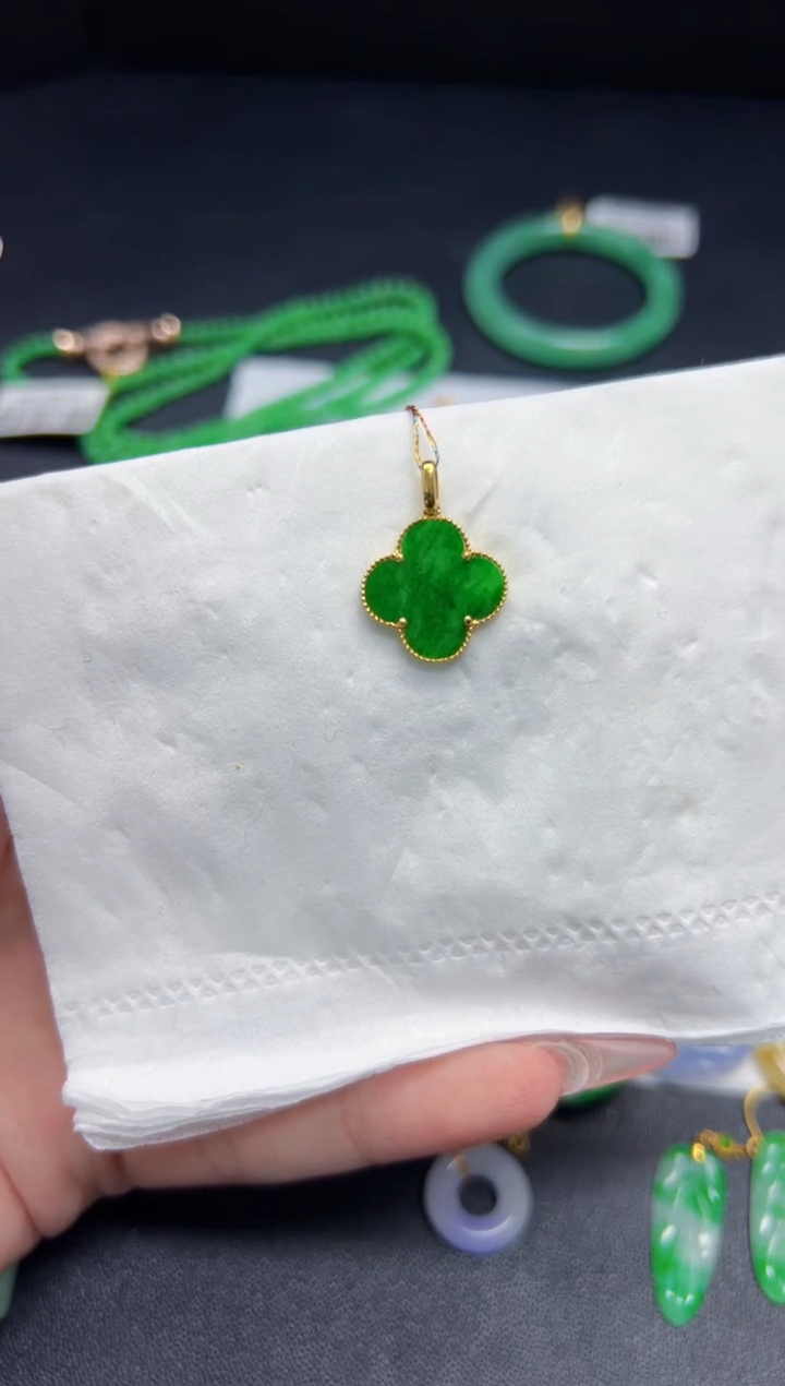 【闪购商品】翡翠颈饰18K金镶嵌Y缅料A货/支持复检/一件