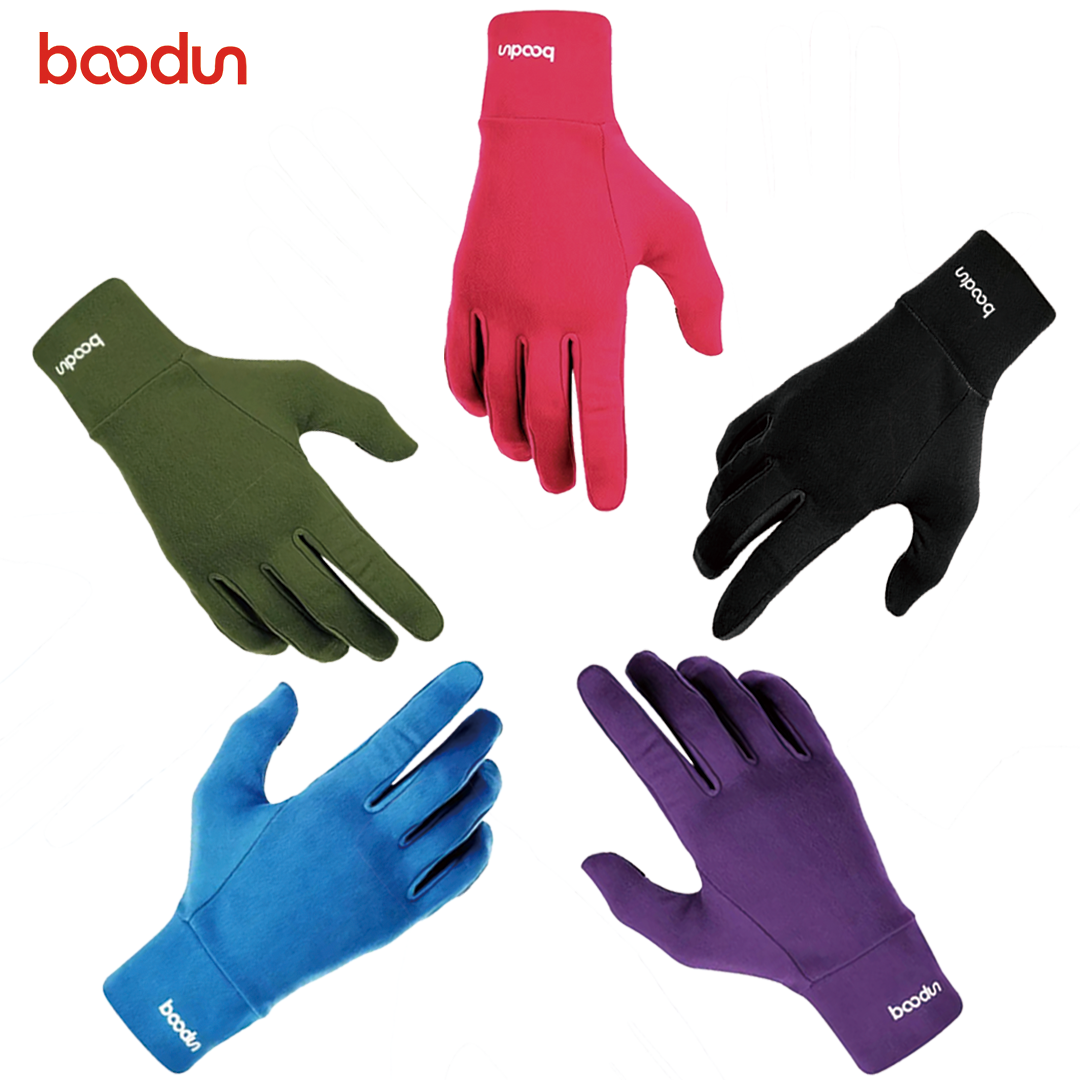 Boodun博顿运动手套户外跑步足球训练全指防滑细绒保暖触屏跑步女