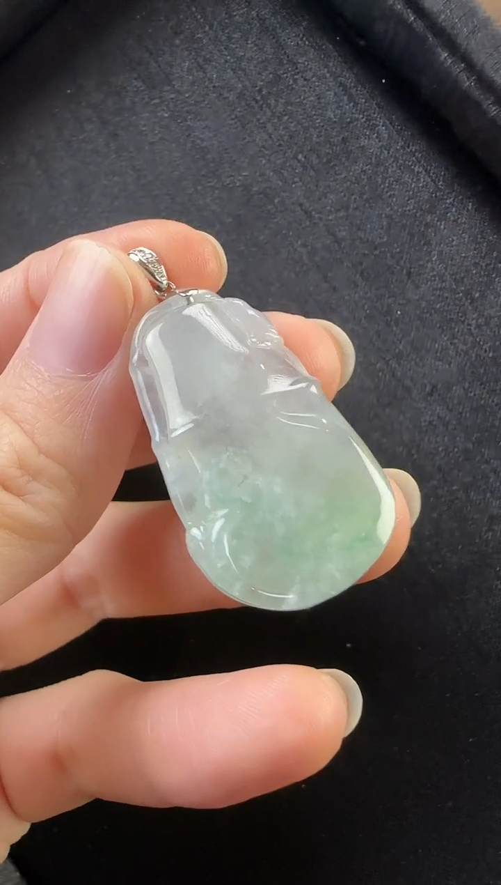 颈饰18K金镶嵌翡翠002竹子一个