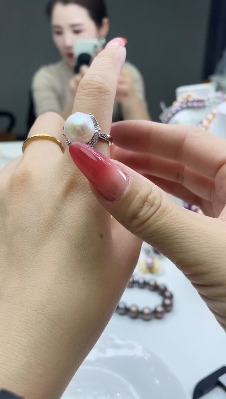 未镶嵌戒指淡水珍珠白色系戒指