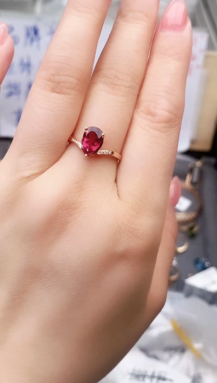 18K金镶嵌戒指碧玺--专柜--14