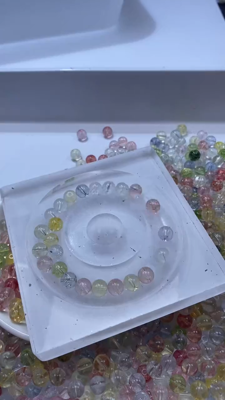 颈饰未镶嵌水晶W2521-马卡龙碧玺8mm*15颗