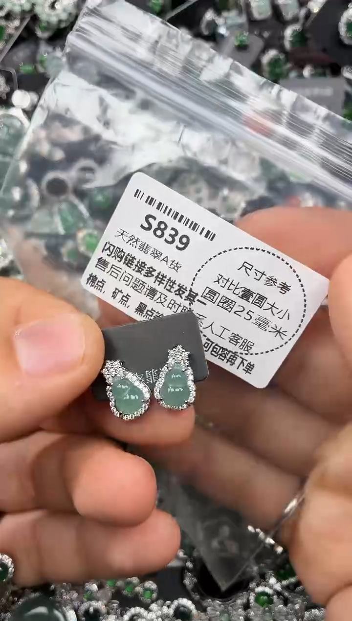 颈饰未镶嵌翡翠S839耳钉