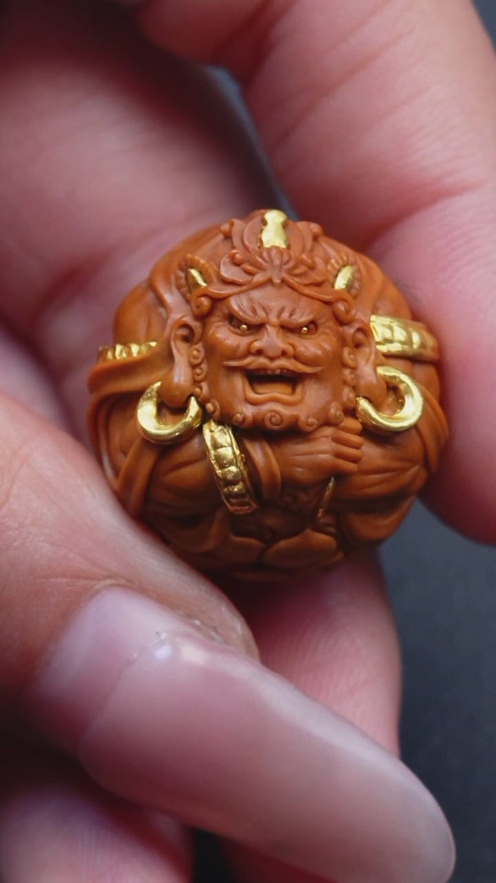 手串/手链橄榄核2.3镶嵌黄财神单颗