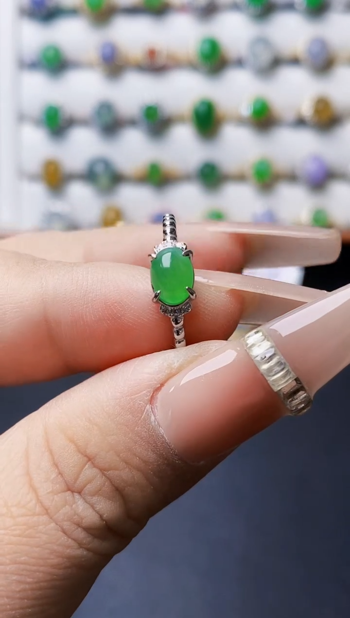 银S925镶嵌戒指翡翠1030